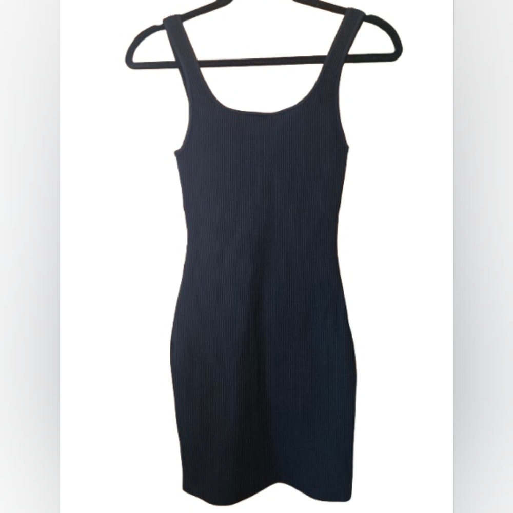 Babaton Black Ribbed‎ Knit Bodycon Mini Tank Dress - Size Small